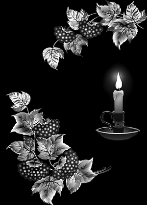 Листья Калины и свеча - картинки для гравировки